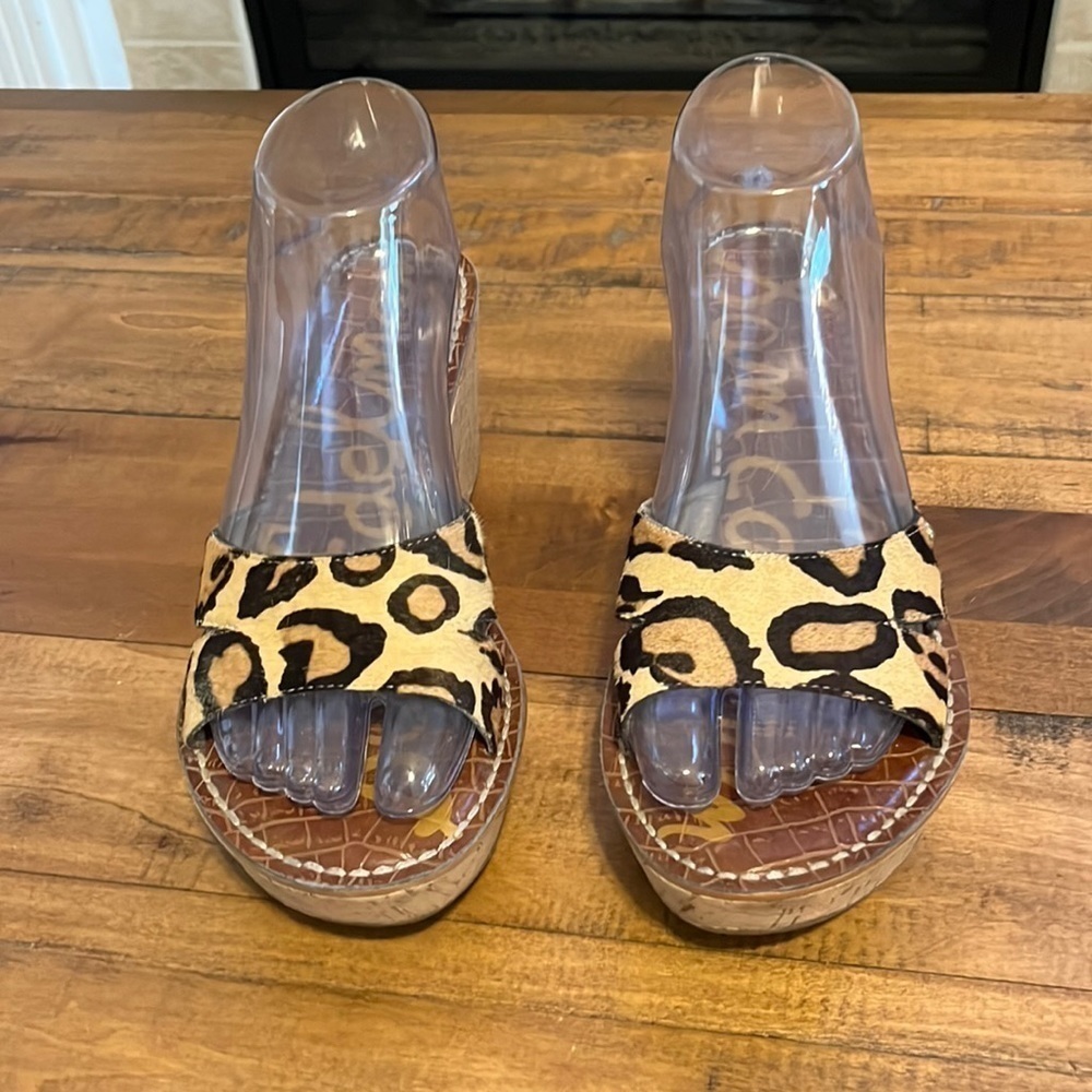 SAM Edelman sandals, leopard pattern, platform sl… - image 2